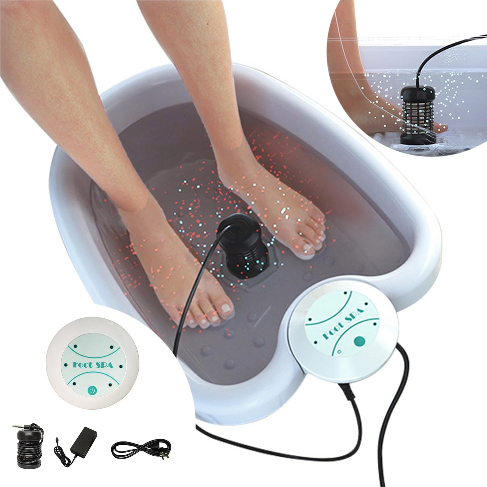 Máquina de baño de pies de desintoxicación iónica en casa, spa y masajeador con calentador, máquina de baño iónica profesional de pies, desintoxicación corporal relajada y aliviada (con lavabo)