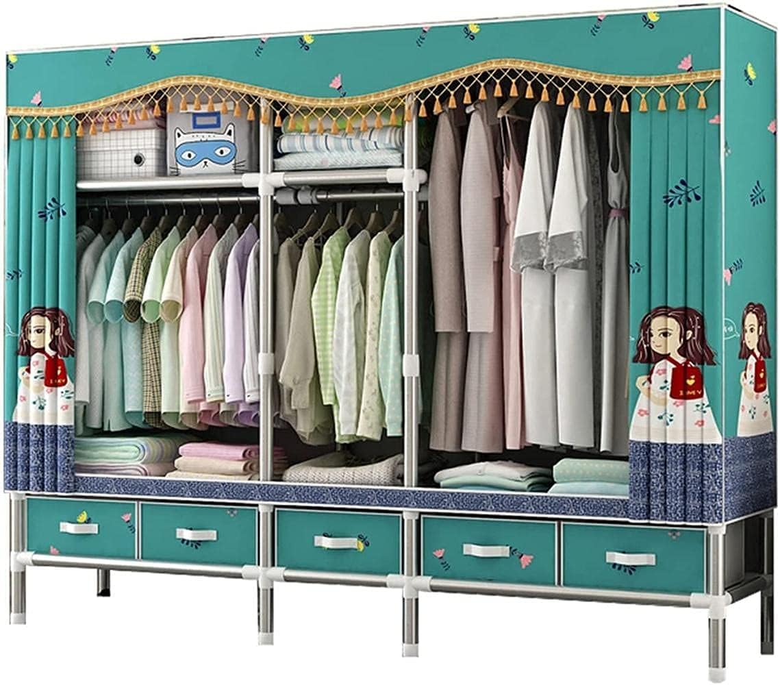 Wardrobe Assembly Bedroom Wardrobe Metal Bracket Stable Portable Wardrobe 172 200 45cm Clothes Rack (Color : E Size : 172 200 45CM) (D 172 * 200 * 45CM)