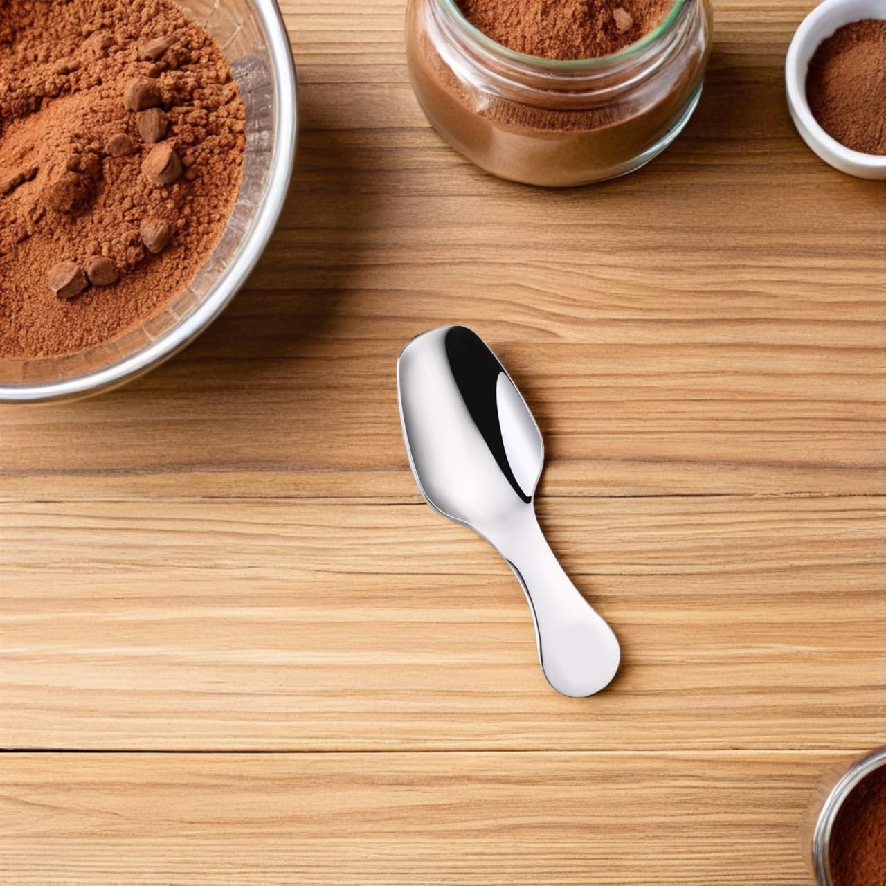 Stainless Steel Tea Scoop Short Handle Dessert Spoon for Coffee Sugar Spices Kitchen Use Compact and Dishwasher Safe