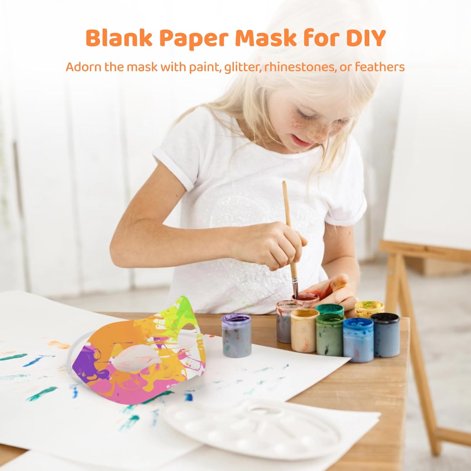 BATTIPAW 48 PCS DIY Paper Masks, White Masquerade Half Face for Adults and Youth, Unpainted for Art Festivals, Halloween, Parties, Carnivals, Mardi Gras