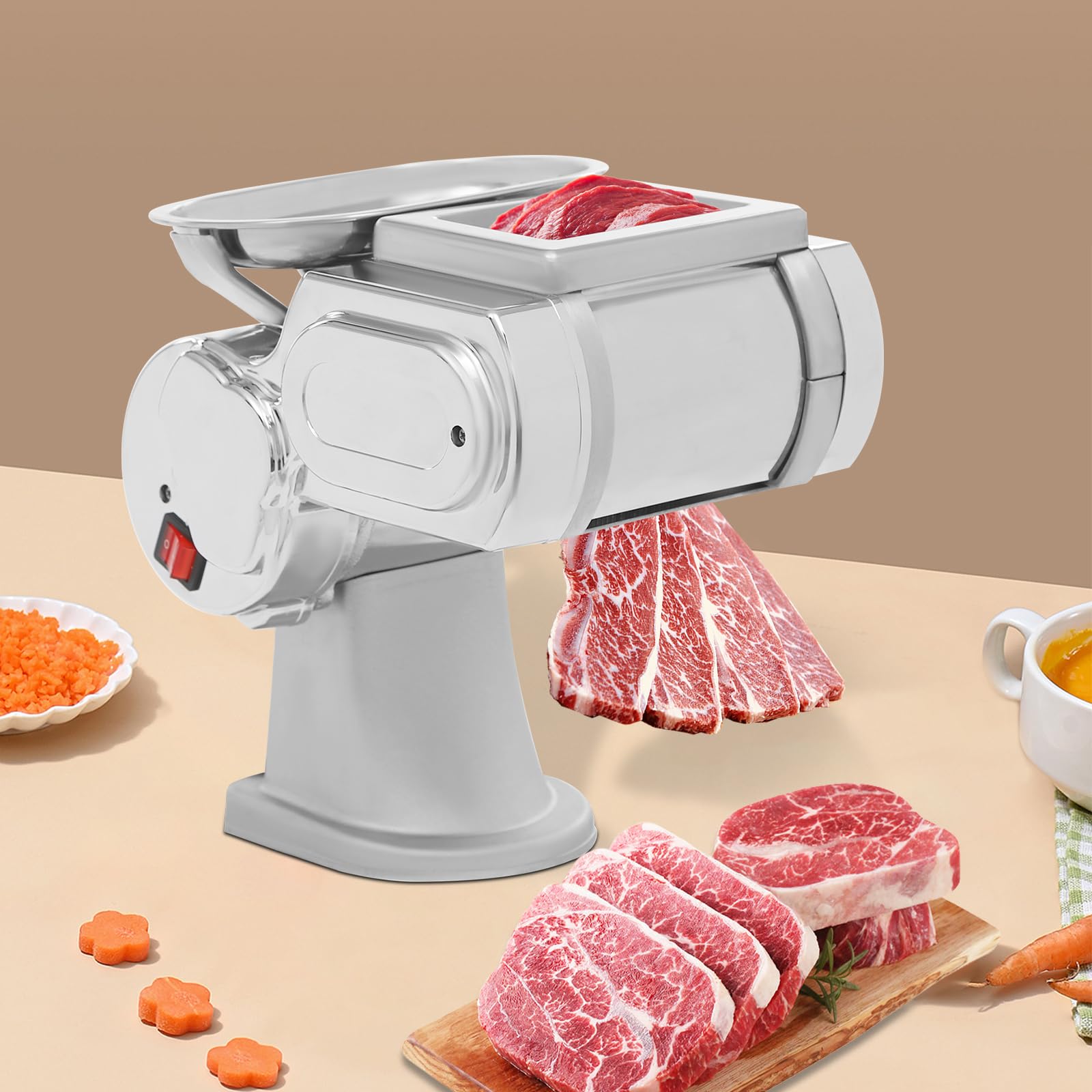 Bokknppo Electric Meat Cutter Machine Automatic Meat Slicer Deli Food Slicer Fish Slicing Machine with 1.7mm Blade for Family Kitchen (2.5MM)