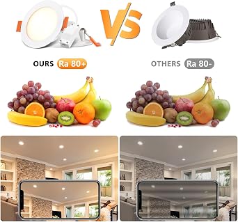 LVWIT Led Recessed Ceiling Lights,4W Led Downlight Ceiling Light,Round Panel Light,Bathroom Spotlights Ceiling Lights,400LM,3000K,4000K,6500K,Spotlights for Kitchen(6 PCS) [Energy Class F]