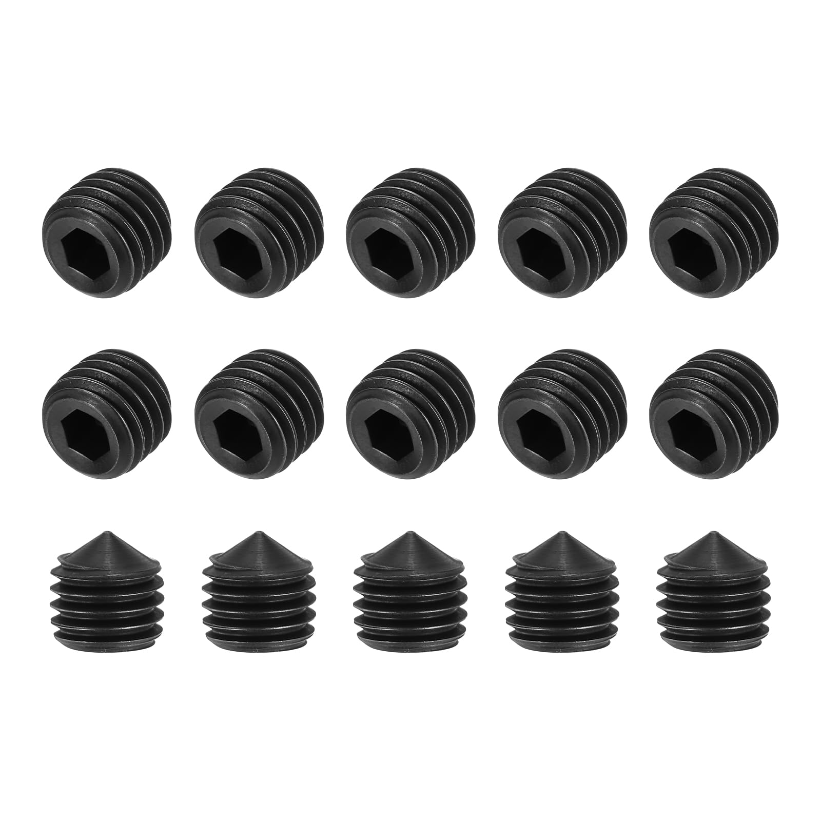 sourcing map 15 Pcs M14x14mm Cone Point Set Screws, Carbon Steel Hex Socket Grub Screws for Bathroom Fixtures Repair Furniture DIY Project