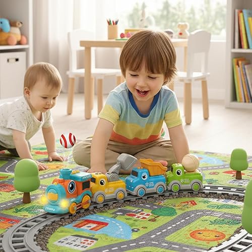 Miniatura 2 de Juego de tren eléctrico, juguete flotante de tren con música, luces y pistas, conexión magnética, flexible y móvil, juguetes sensoriales Montessori