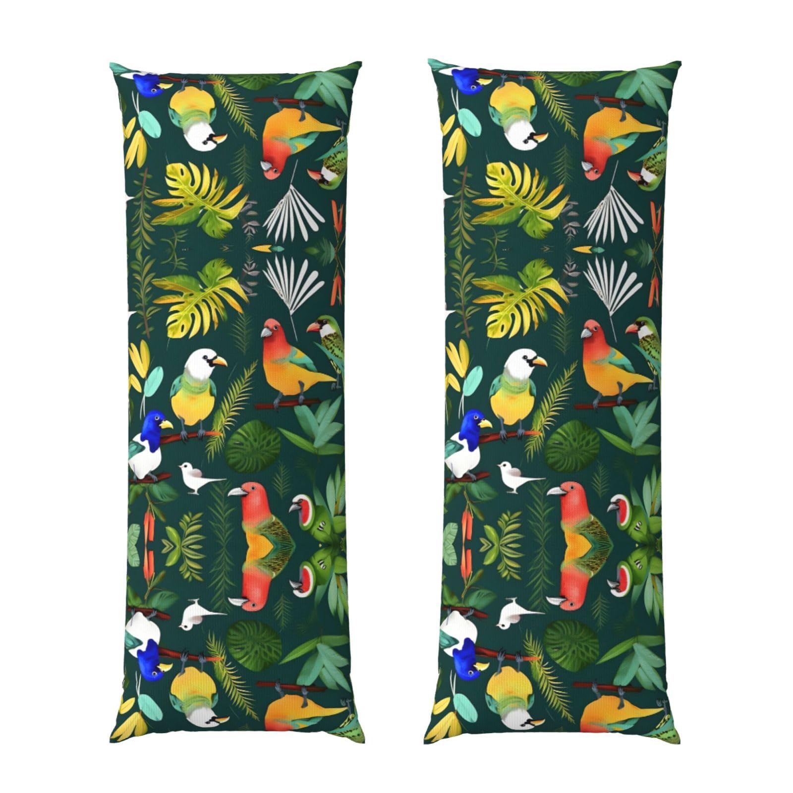 Housse de coussin oiseau tropical plante taie oreiller respirante