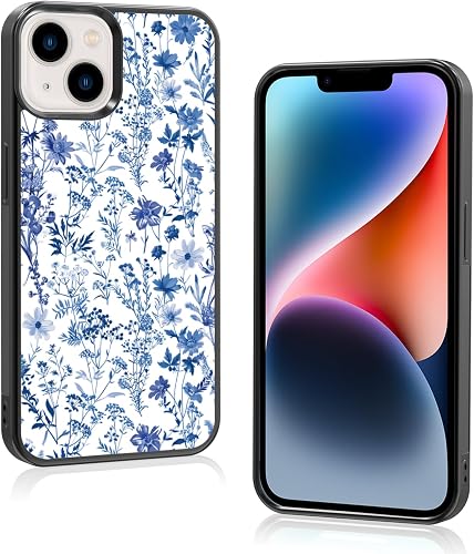 Axulimin Cute Blue Flower Floral Aesthetic Phone Case for iPhone14 & iPhone 13 C