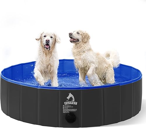 PATPET Piscina para perros grandes Piscina plegable de plástico duro para perros, gatos y niños, mascotas, bañera de baño plegable para niños