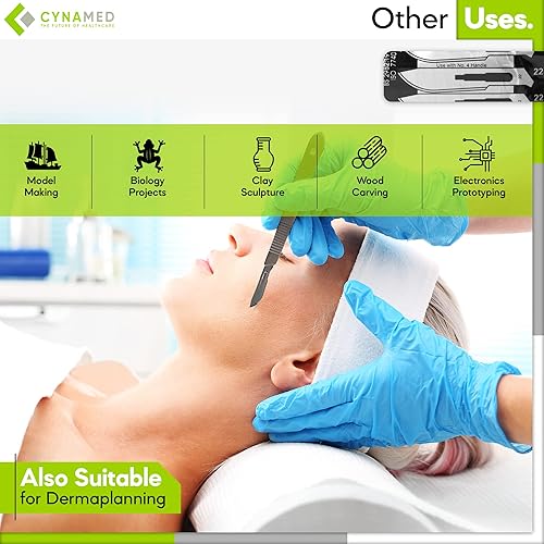 Vista 29 de Cynamed Caja de 100 cuchillas estériles de bisturí de acero al carbono envueltas individualmente en papel de aluminio