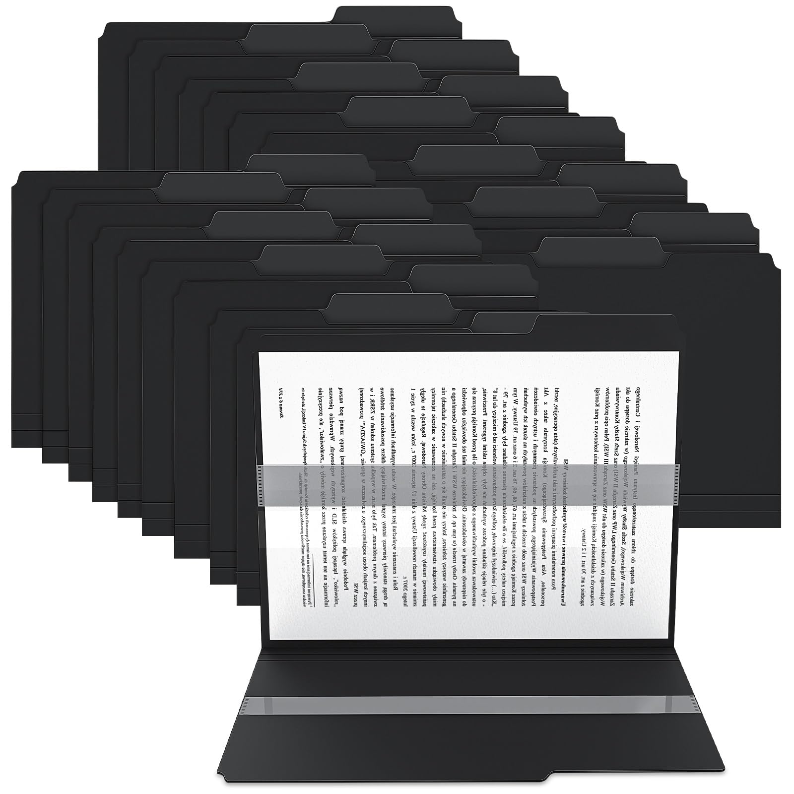 Plastic Manila File Folders,1/3 Cut Erasable Tabs,Heavy Duty Files Folder Letter Size,Filing Folder Cabinet,Office Supplies Folders for Documents for Office,School,8.5 x 11, (24 Pack) Black