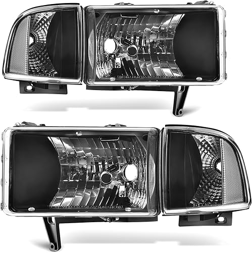 DWVO Conjunto de faros delanteros compatible con Dodge Ram 1994-2001 1500/1994 1995 1996 1997 1998 1999 2000 2001 2002 Dodge Ram 2500 3500 de OE -