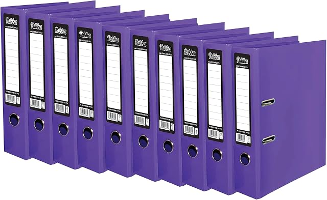 10 x Pukka A4 Glossy 2-Ring Lever Arch File School Work Office 75mm Spine File Organiser (Purple)