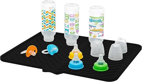 Miniatura 4 de Luxet Alfombrilla de silicona para secar platos con borde de drenaje integrado, almohadilla de secado higiénica, bandeja resistente compacta y fácil