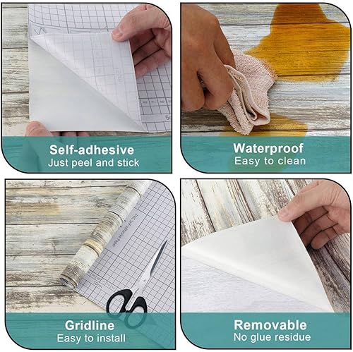 Miniatura 6 de Arthome - Papel de contacto de madera rústica autoadhesivo, decorativo, para armarios, encimera, pared, fácil de limpiar, extraíble, de grano