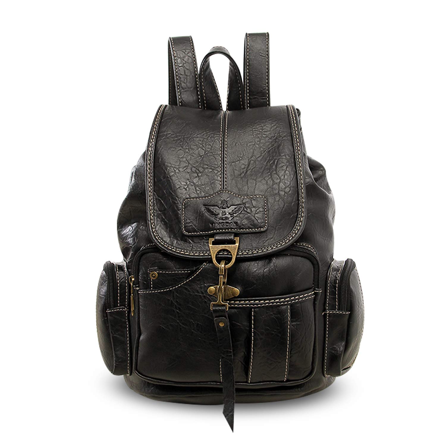 FANDARE Plecaki retro unisex torba na uczelnię na co dzień plecak liceum nastolatki dziewczyna chłopiec wodoodporny plecak na zewnątrz plecak podróżny torba na książki kobiety mężczyźni trwały PU