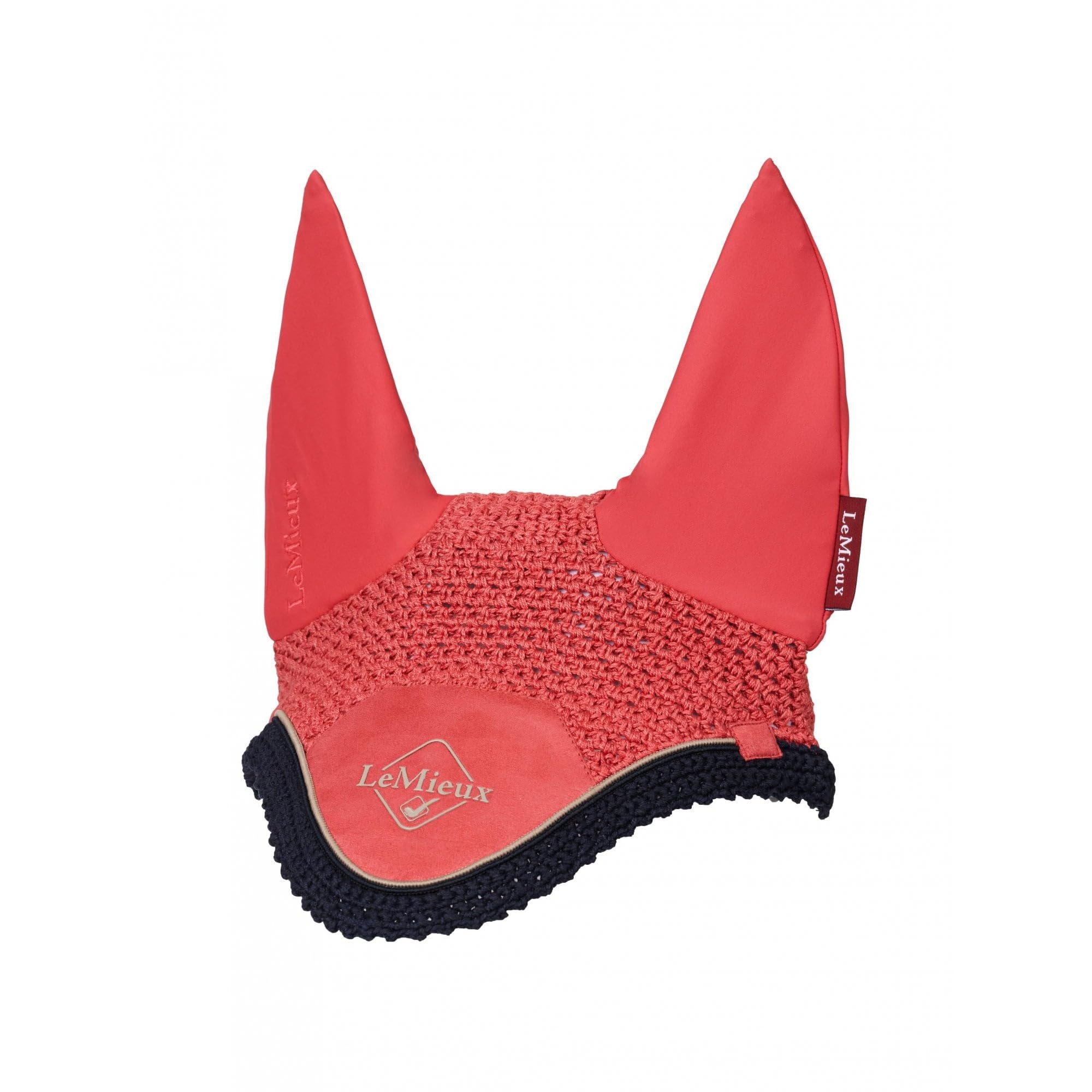LeMieux Classic Crochet Fly Hood - Comfortable Lycra Ears - Piping Details for Mixy-matchy Outfitting - Cranberry - Medium