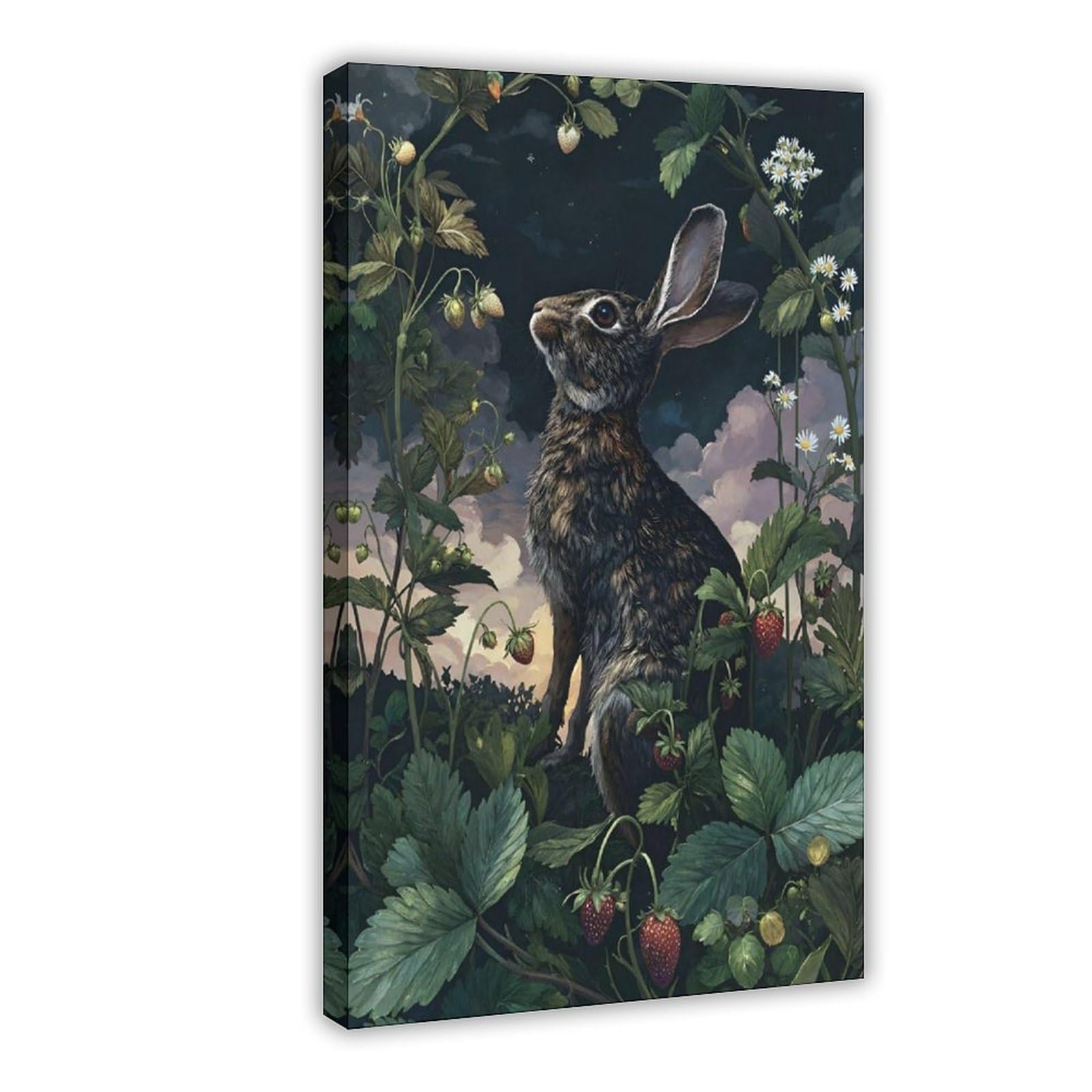 Bareronor Frame Whimsical Rabbit Canvas Poster Bedroom Decor Landscape Office Room Decor Gift 16" L X 24" W