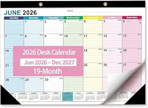 2026-2027 19-Month Desk Calendar - Ougesi
