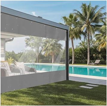 Outdoor Clear Shop Curtains, Garage Divider Vinyl Tarpaulin Enclosure, Pergola Tarp Side Panels for Patio, Household Doors4X2.4M/13x7.9FT