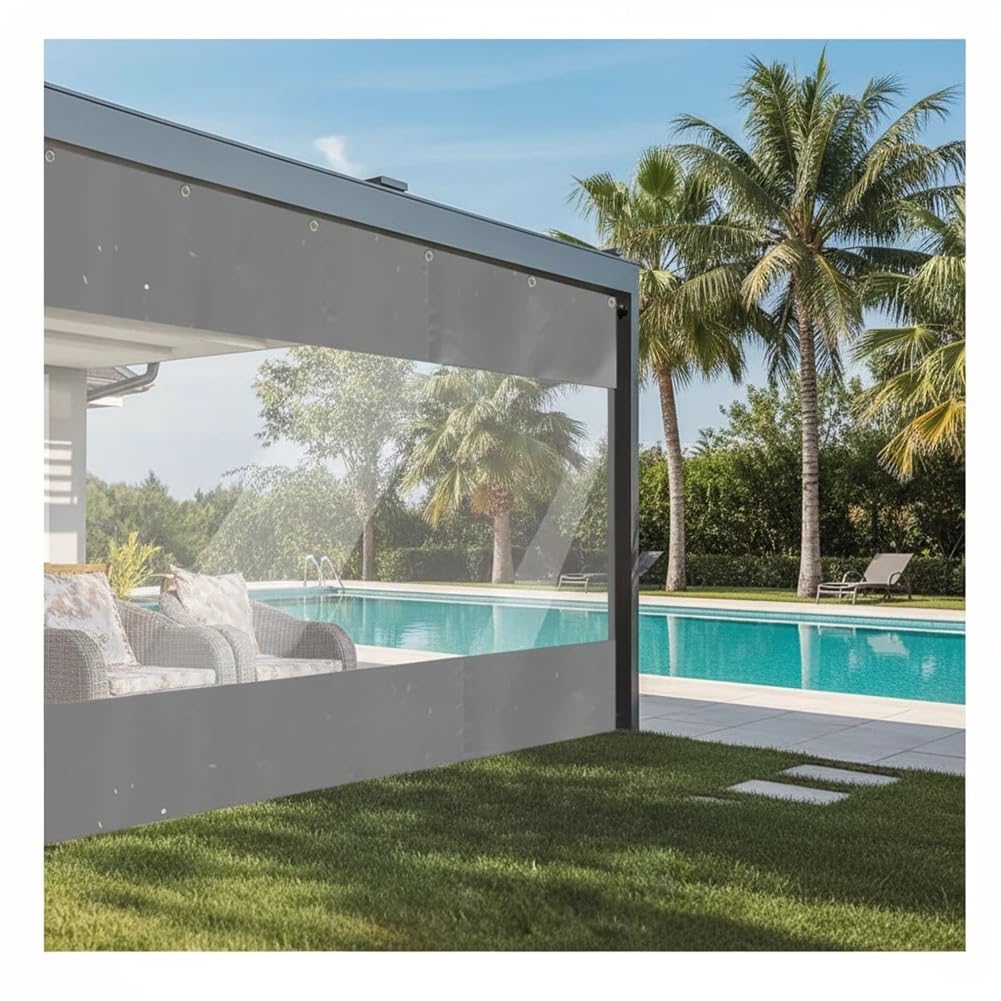 Rideaux d'extérieur transparents, bâche de séparation de garage, panneaux latéraux pour pergola, porte de maison, 2,5 x 2,9 m