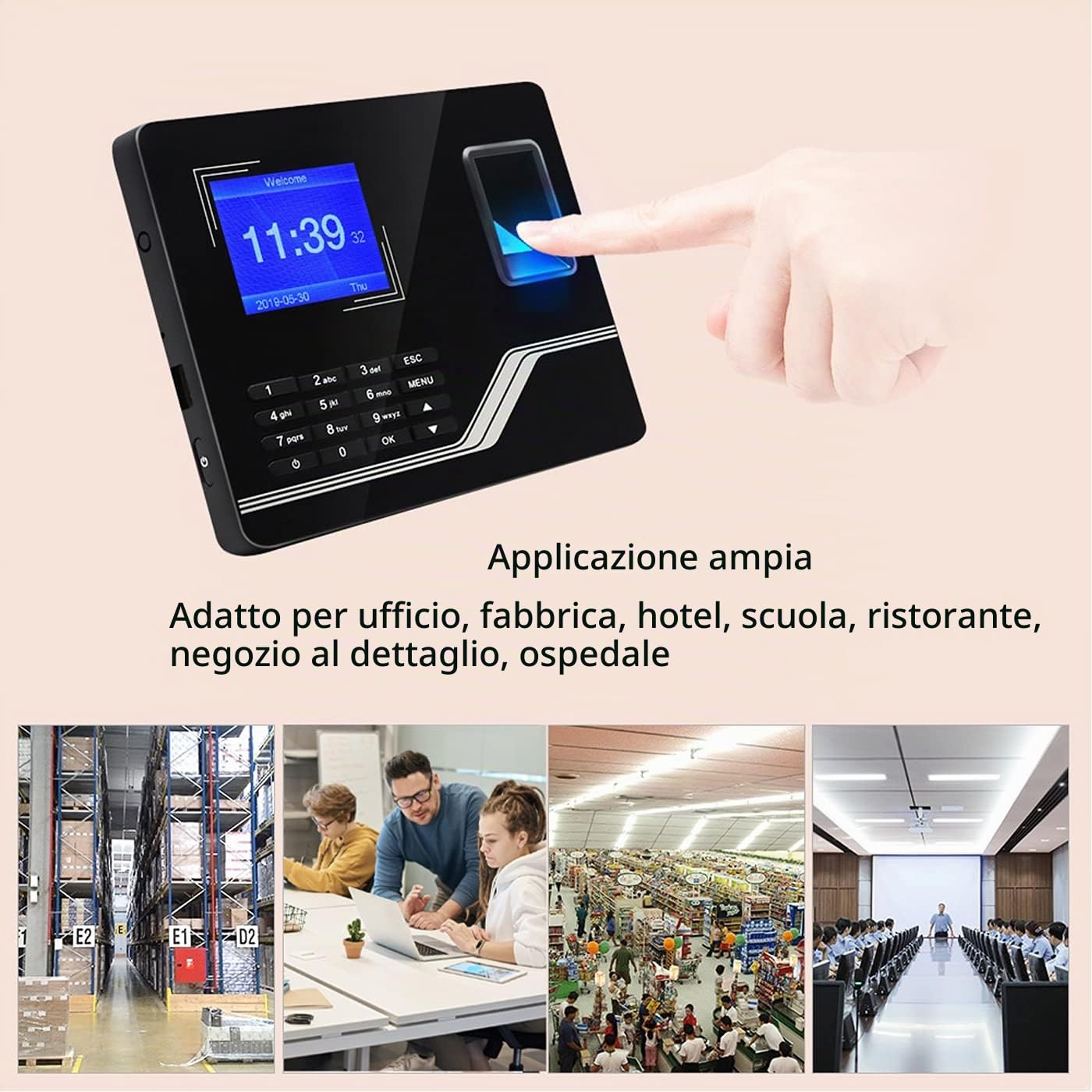Aktivstar Machina Assistenza Dipendenti di registrazione con Lettore Impronte Digitali