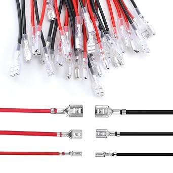 30Pcs 2.8mm 4.8mm and 6.3mm Speaker Connectors, Female Speaker Wire Connector with Insulating Sleeves, Red+Black Quick Splice Connector Kit, Crimp Terminal Assortment