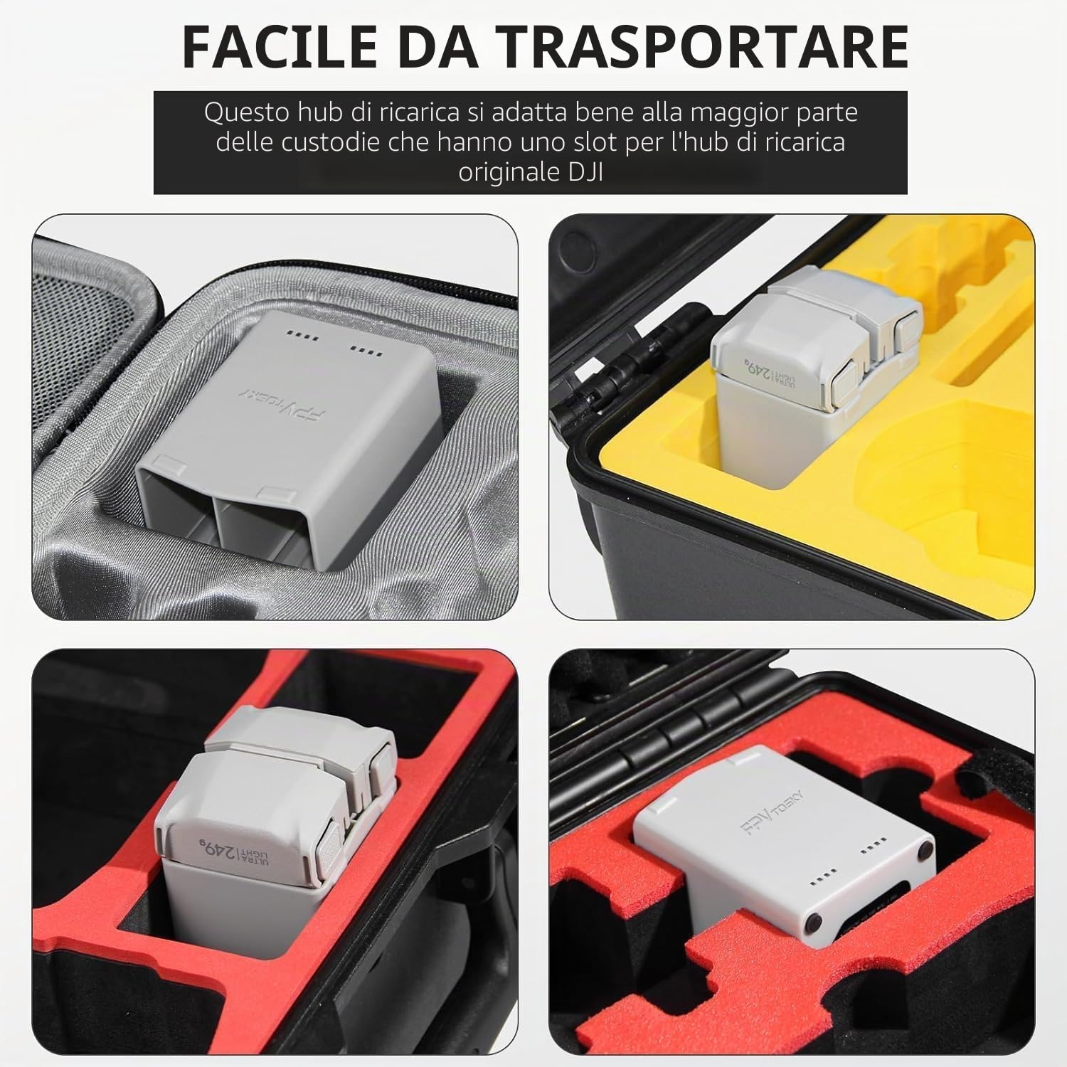 FPVtosky Caricabatterie professionale per DJI Mini 3/4 Pro Series Battery,Kit di ricarica rapida per accessori DJI con adattatore 65W, caricatore rapido, ricarica rapida simultanea di due bat