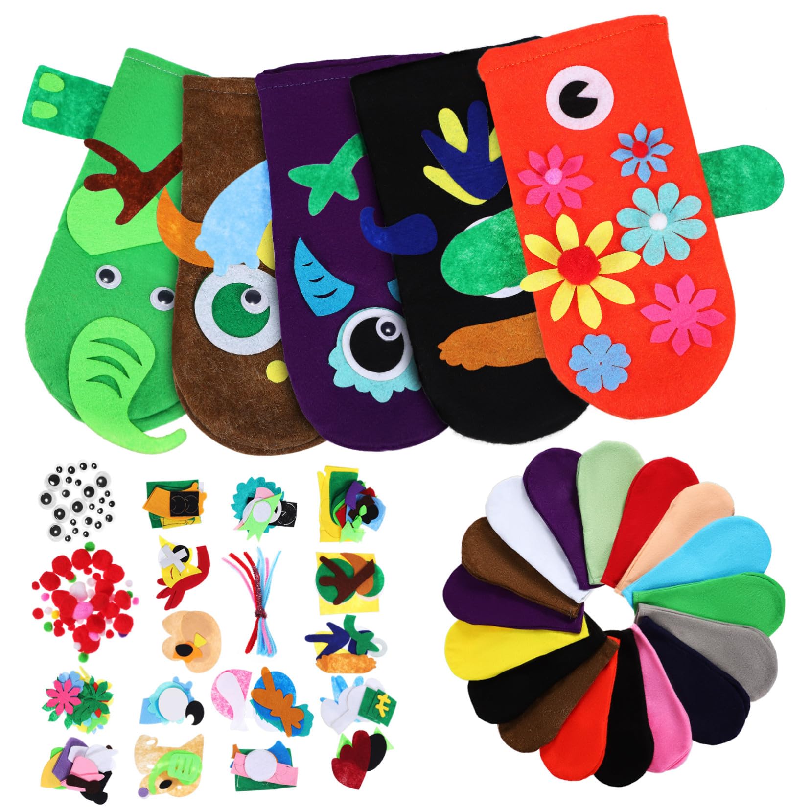 ORFOFE Kit de Manualidades para Marionetas de Mano Fieltro Fácil de Usar y Diseños Vibrantes, Adecuado para Fiestas y Proyectos Creativos de Bricolaje