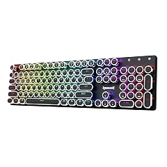 Redragon Wireless Typewriter Style Mechanical Gaming Keyboard Bluetooth 2 4Ghz Wired RGB Backlit Rechargeable Blue Switch - Clicky