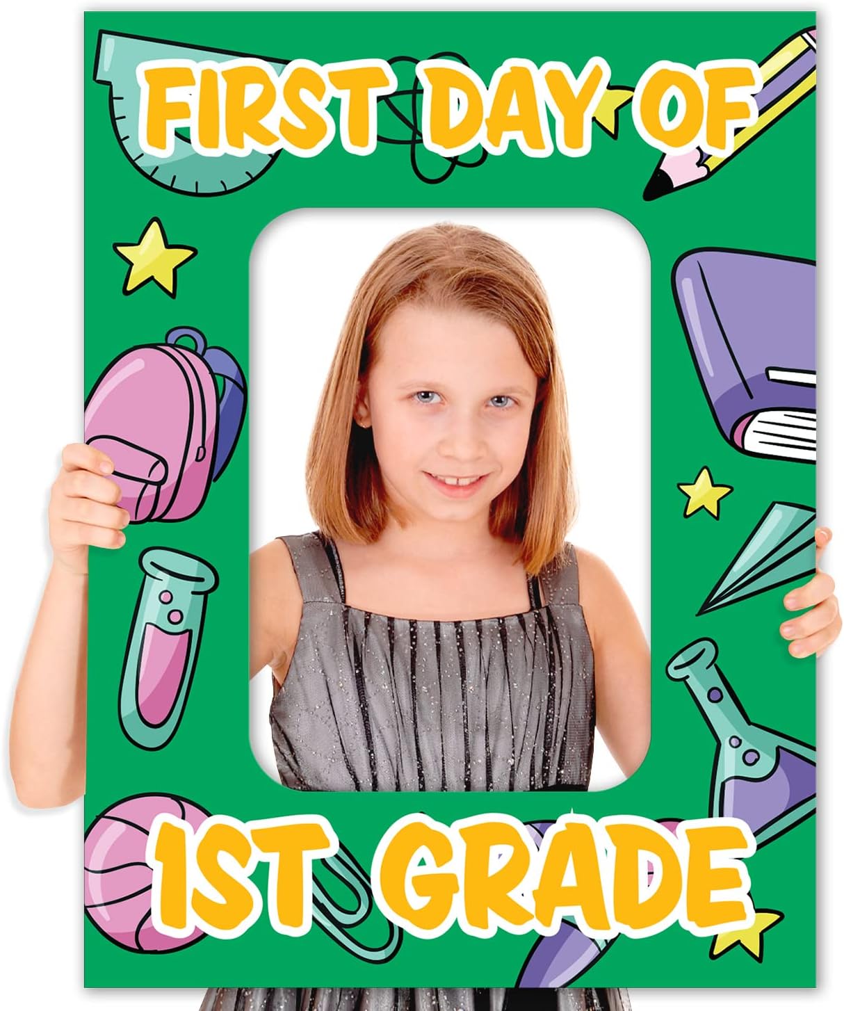 Soul Décor Back to School Photo Prop Board, Picture Frame First Day of 1St Grade of School, Sweet and Creative First Day of School Picture Idea, Cut Out Board Sign,Coro Plastic, Made in The USA