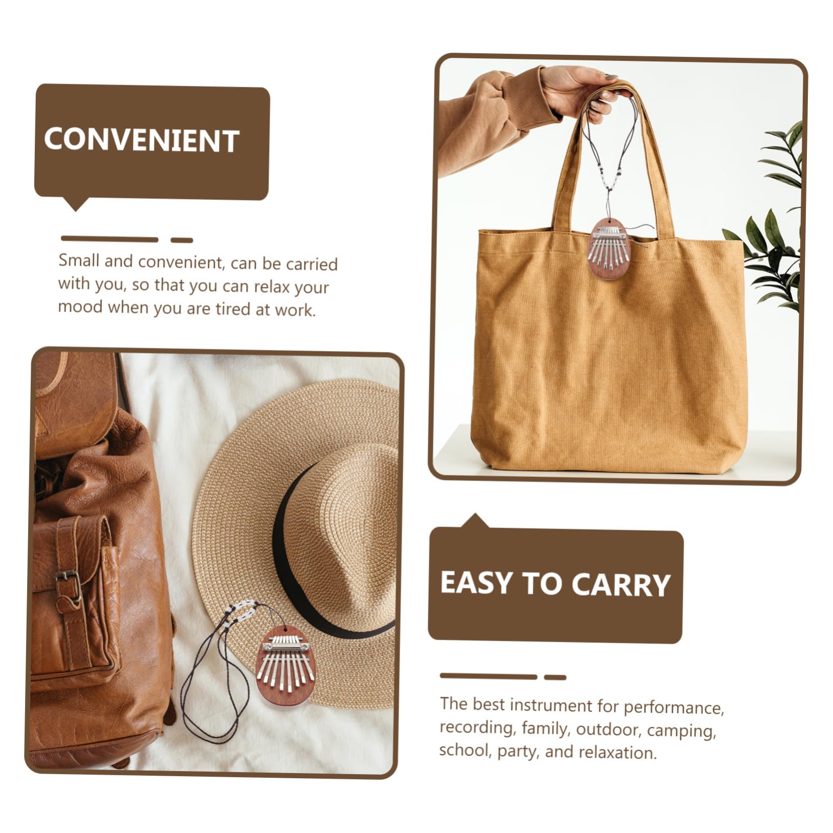 BESPORTBLE Kalimba Thumb Piano for Beginners Mini Note Kalimba with Hanging Rope Lightweight Music for and Sound Random Color