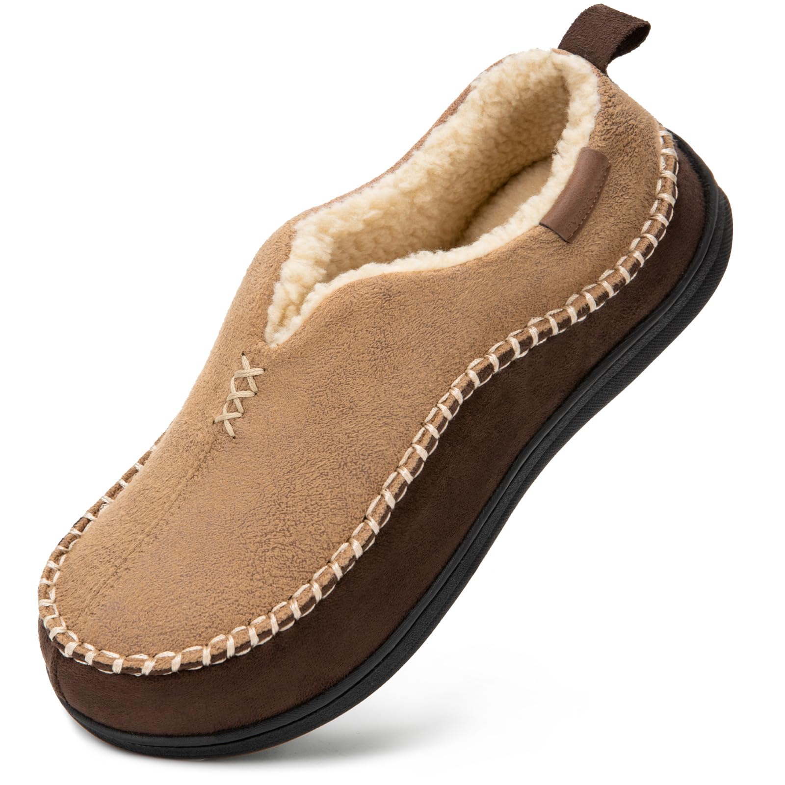 EverFoams - Pantofole Mocassino in Micro Suede Memory Foam con Fodera in Sherpa Fuzzy e Suola Antiscivolo per Uomo