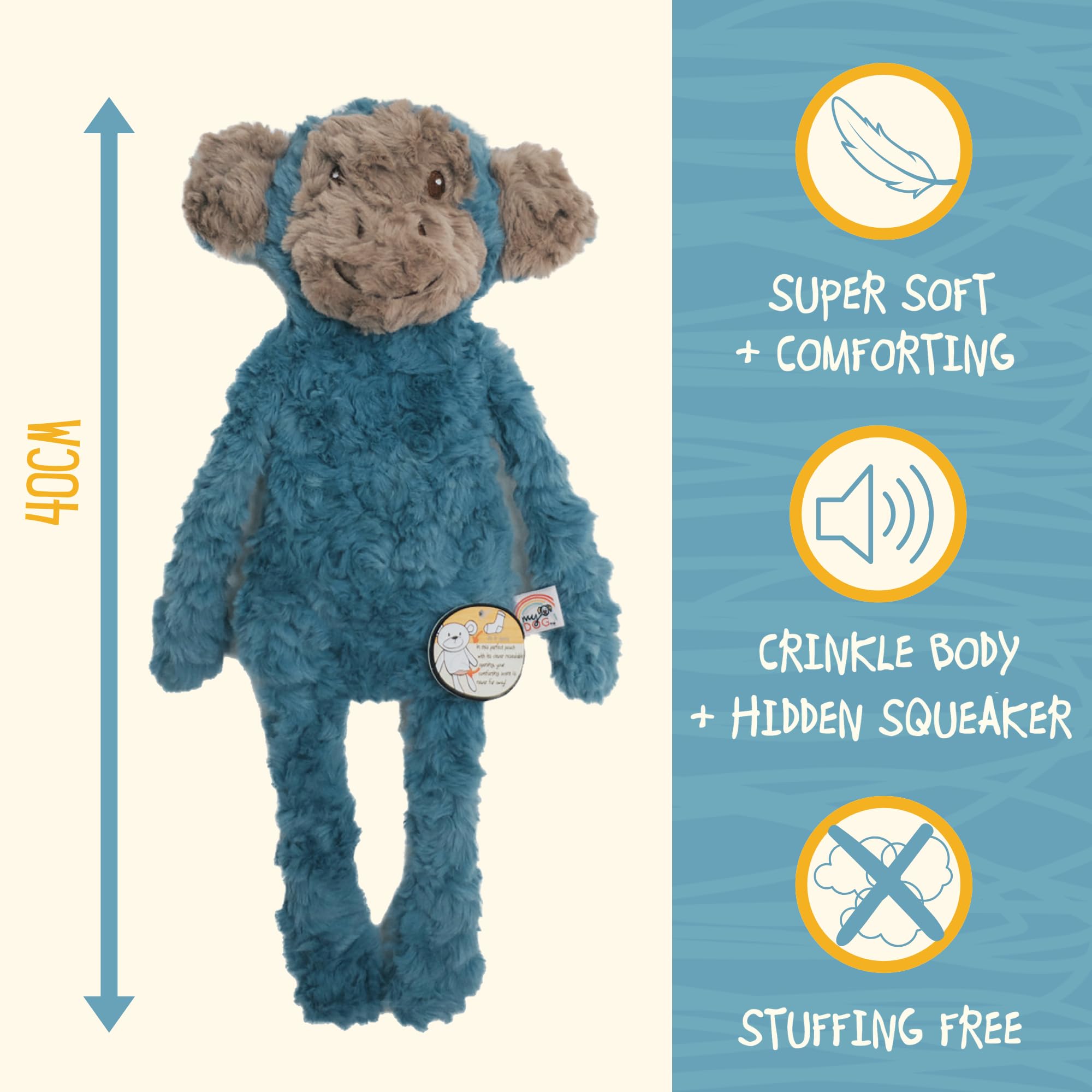Rosewood My Dog Luxury Soft Plush Monkey Toy for Dogs and Puppies