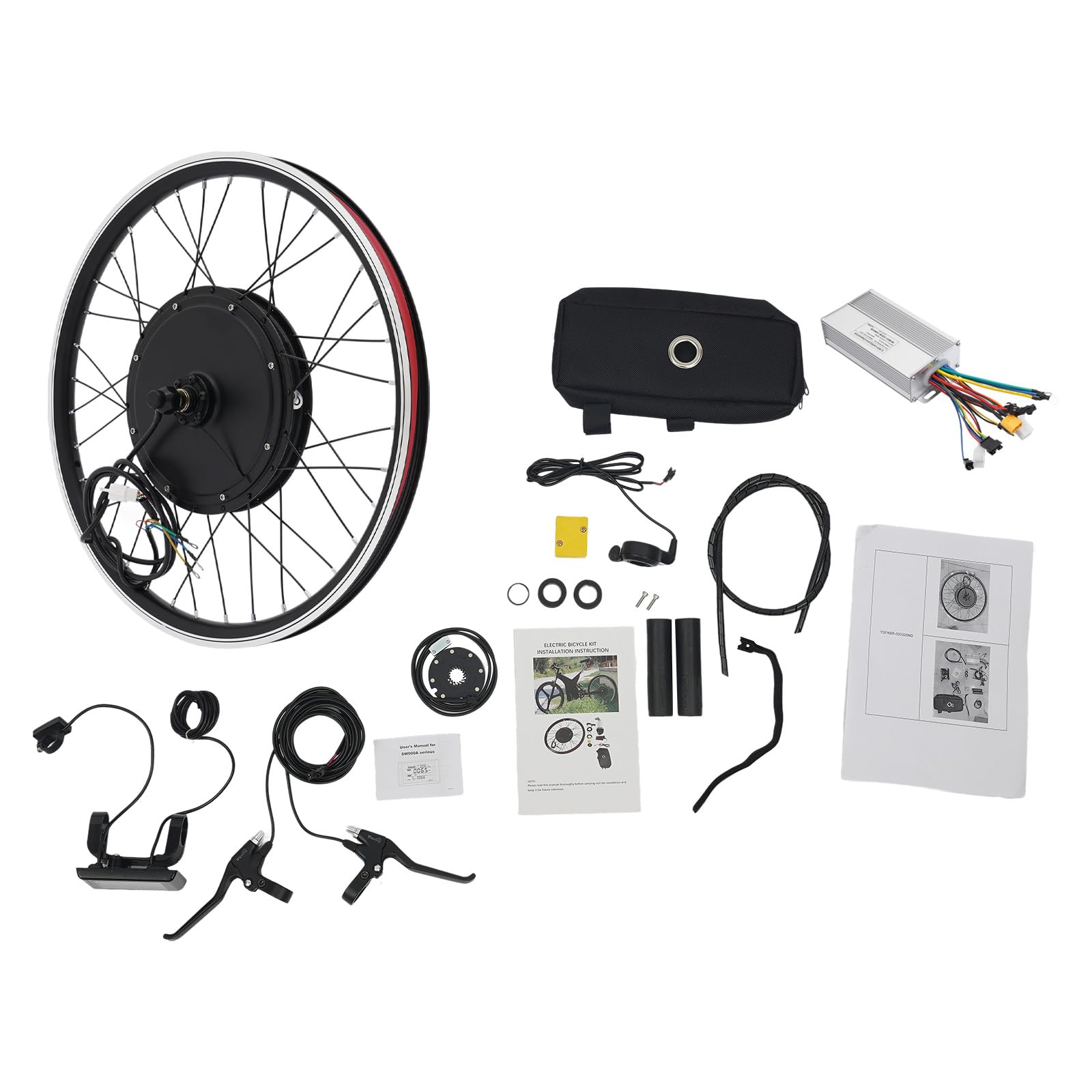 24 Zoll Ebike Umbausatz, 48V 1000W Vorderrad-E-Bike-Nabenmotorsatz mit LCD-Anzeige, 440 U/min, Fahrrad Nachrüstsatz mit 5 Einstellbare Geschwindigkeiten