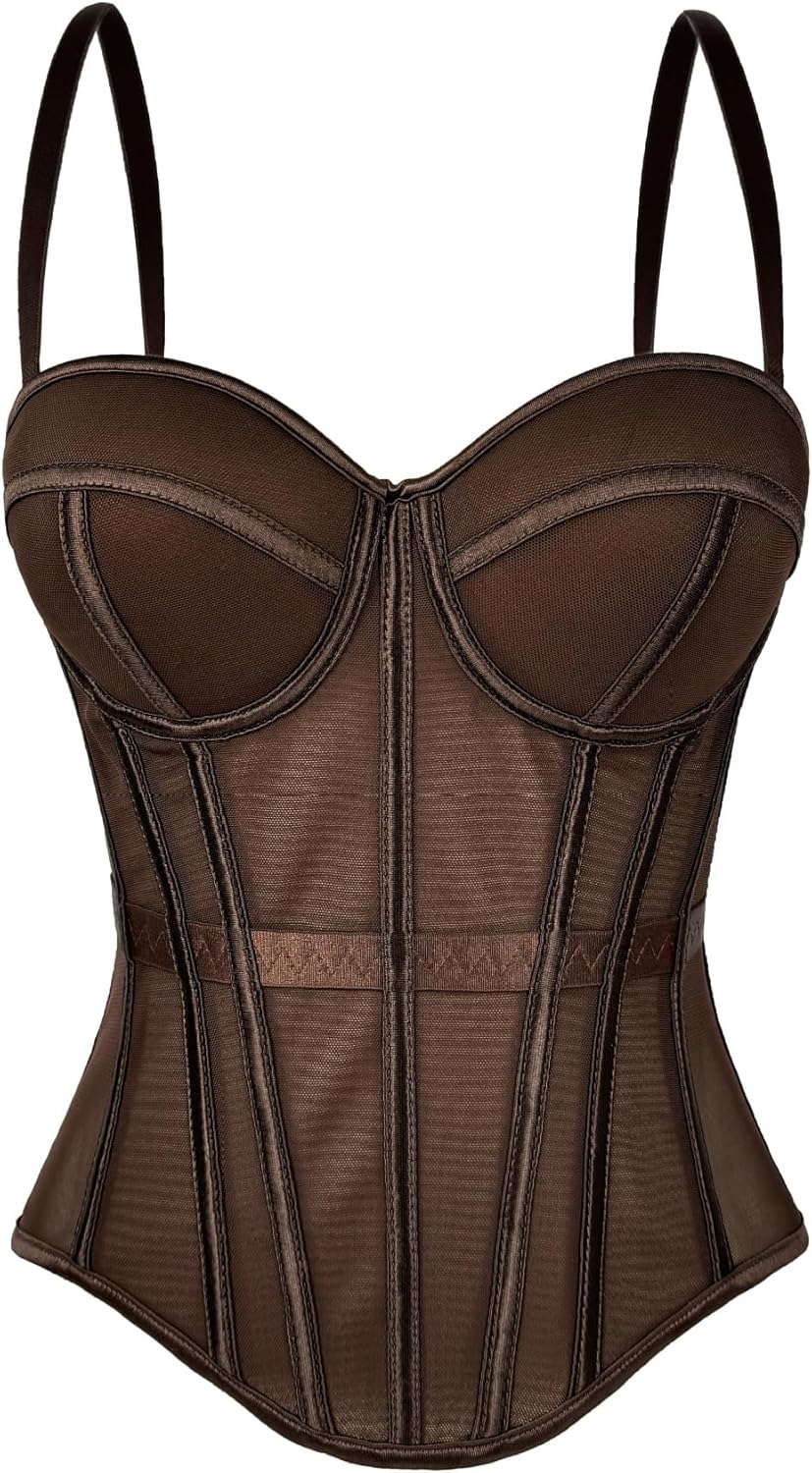Mesh Corset Tops for Women Spaghetti Strap Date Night Top Going Out Party Club Top