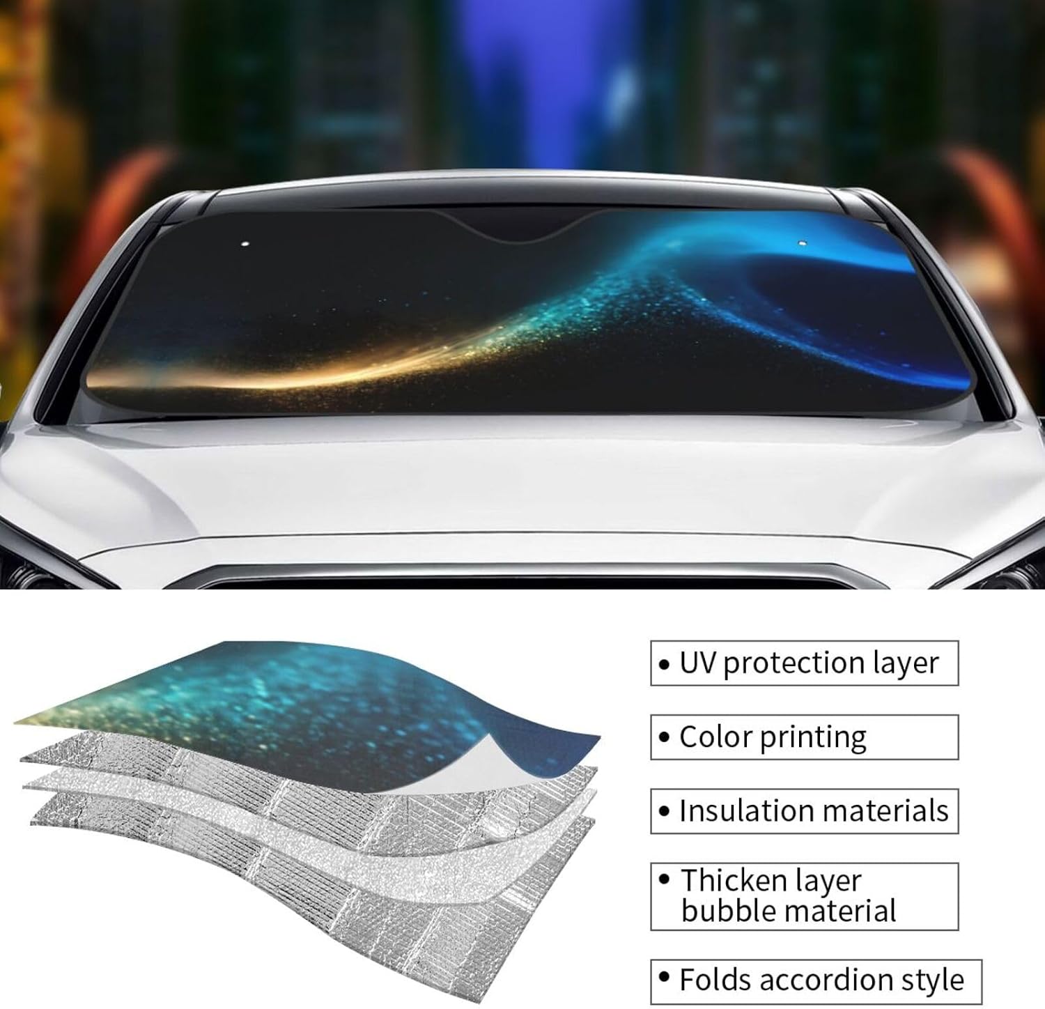 Abstract Geometric Print Car Windshield Sunshade Sun Shade Foldable 51 X 27.5 Inches 55 X 29.9 Inches for Car SUV Truck