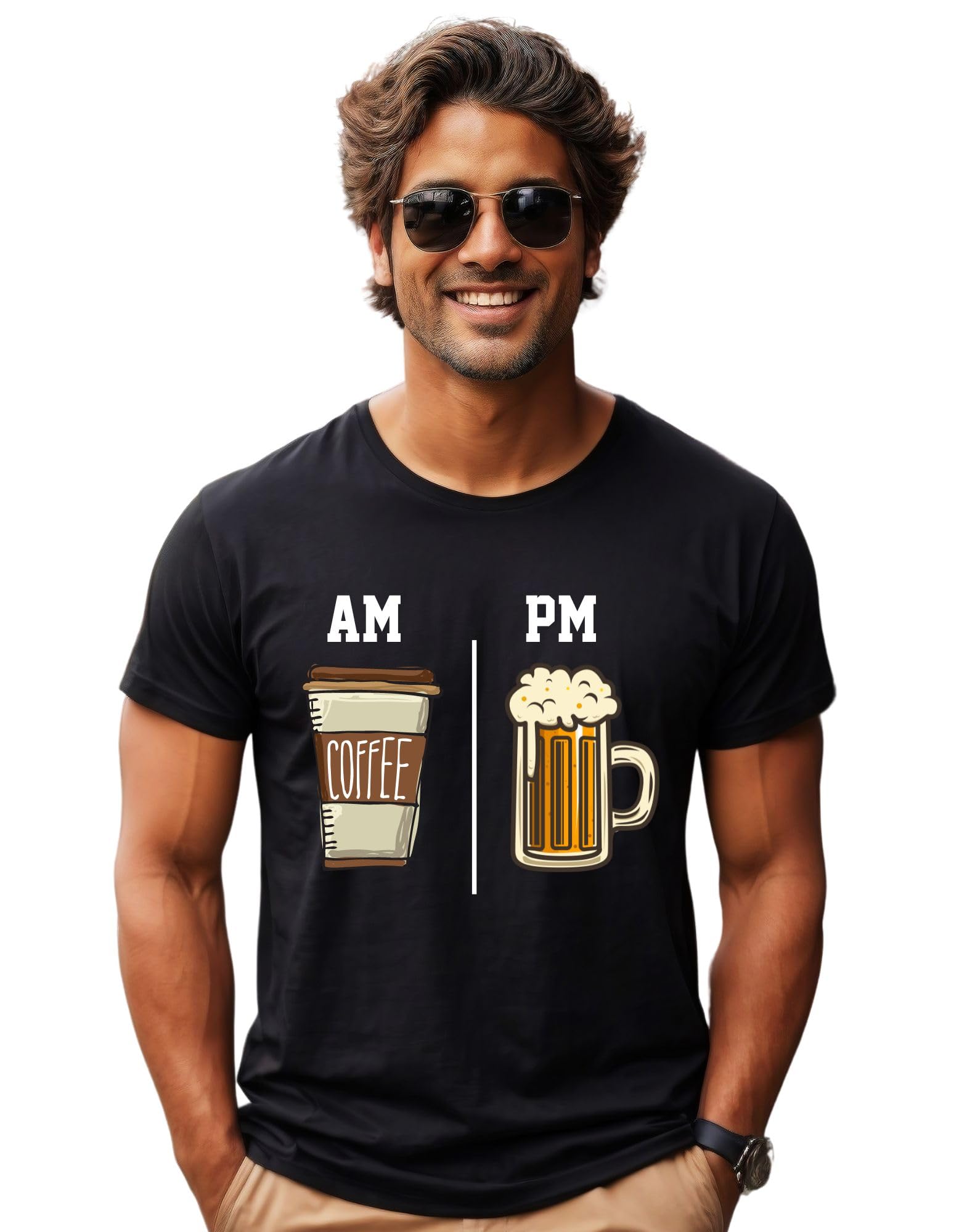 DhirraPrinted Tshirt - Funny Quote Tshirt for Men and Women - Funny t Shirt - Half Sleeve Round Neck Casual Cotton t Shirt - Funny t-Shirt (AM PM - Printed t-Shirt)