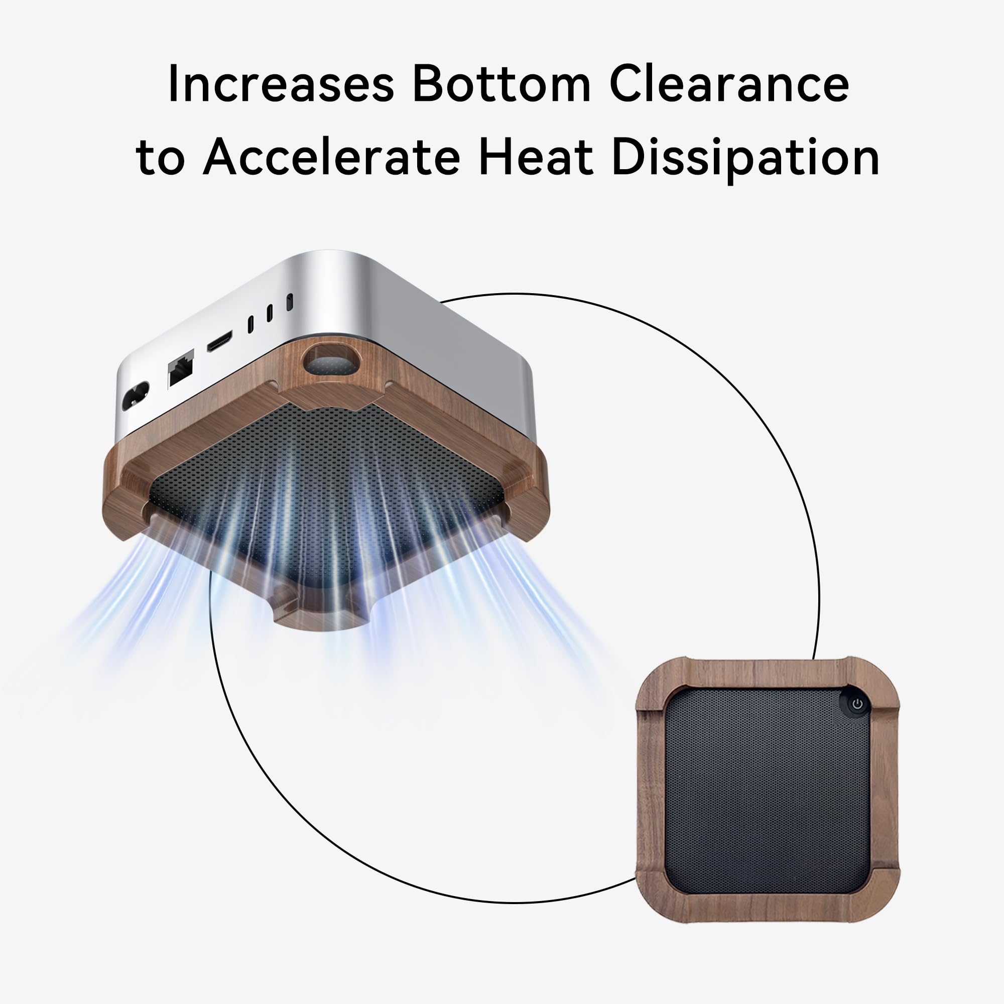 Artigree Mac mini M4 Stand, Cooling Mount with Dust Filter Mesh - Latest Dustproof Dock, Wooden Cooling Stand for Mac mini M4 Pro Accessories - New Power Button Within Reach (Pro)
