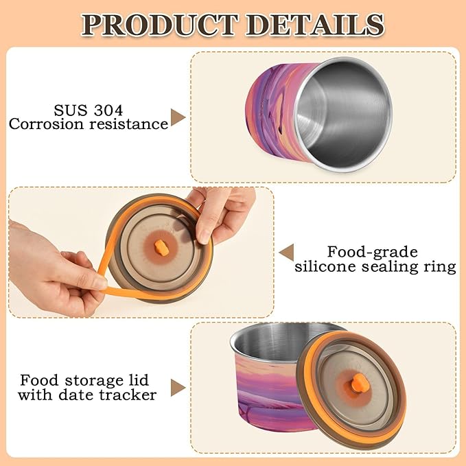 ALAZA Sunset Bird Flamingo Canister Almacenamiento Comida 17oz Acero Inoxidable miniatura 6