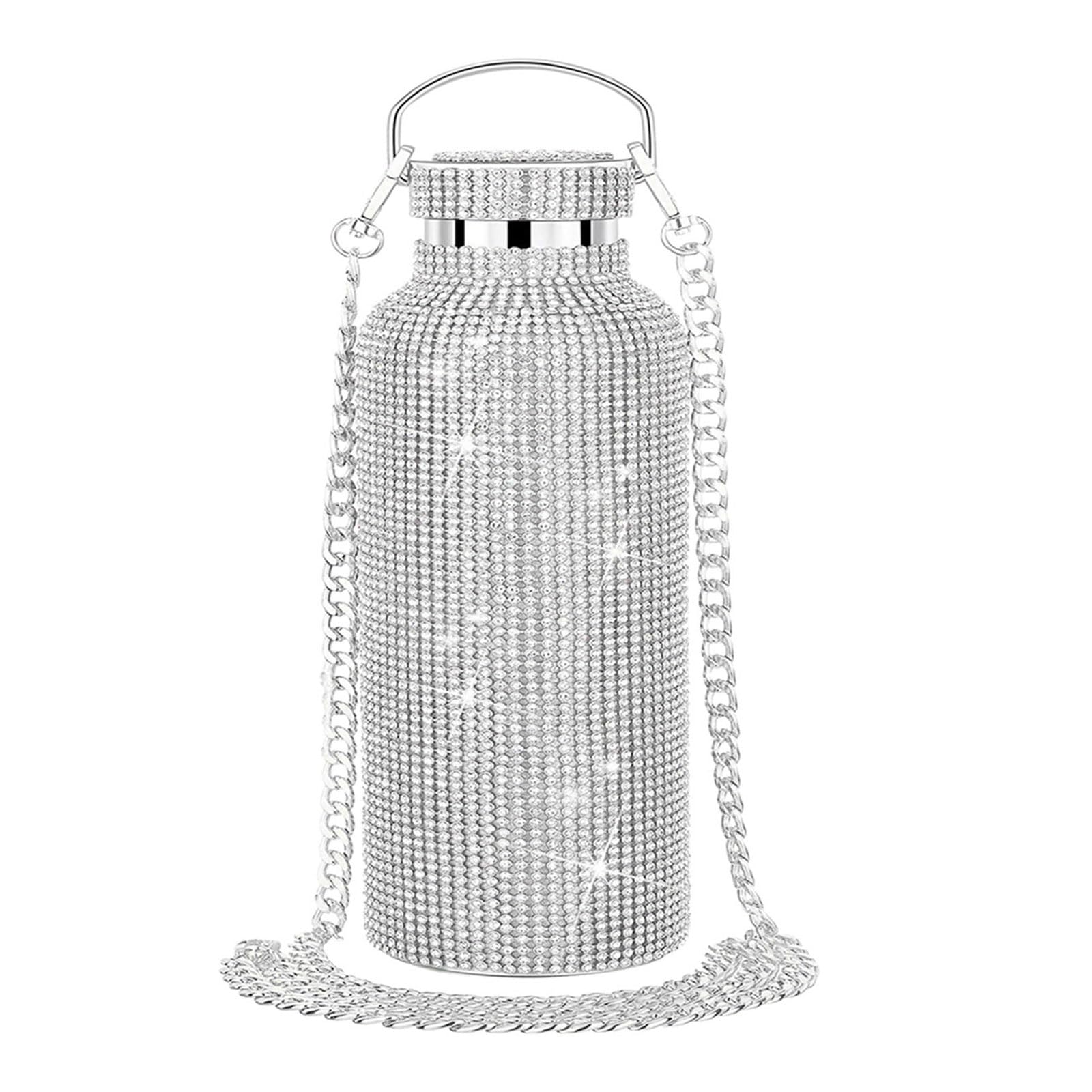 MALSSE Water Rhinestone Vacuum Flask Glitter Bottles StainlessSteel Insulated Water Bottle Gift