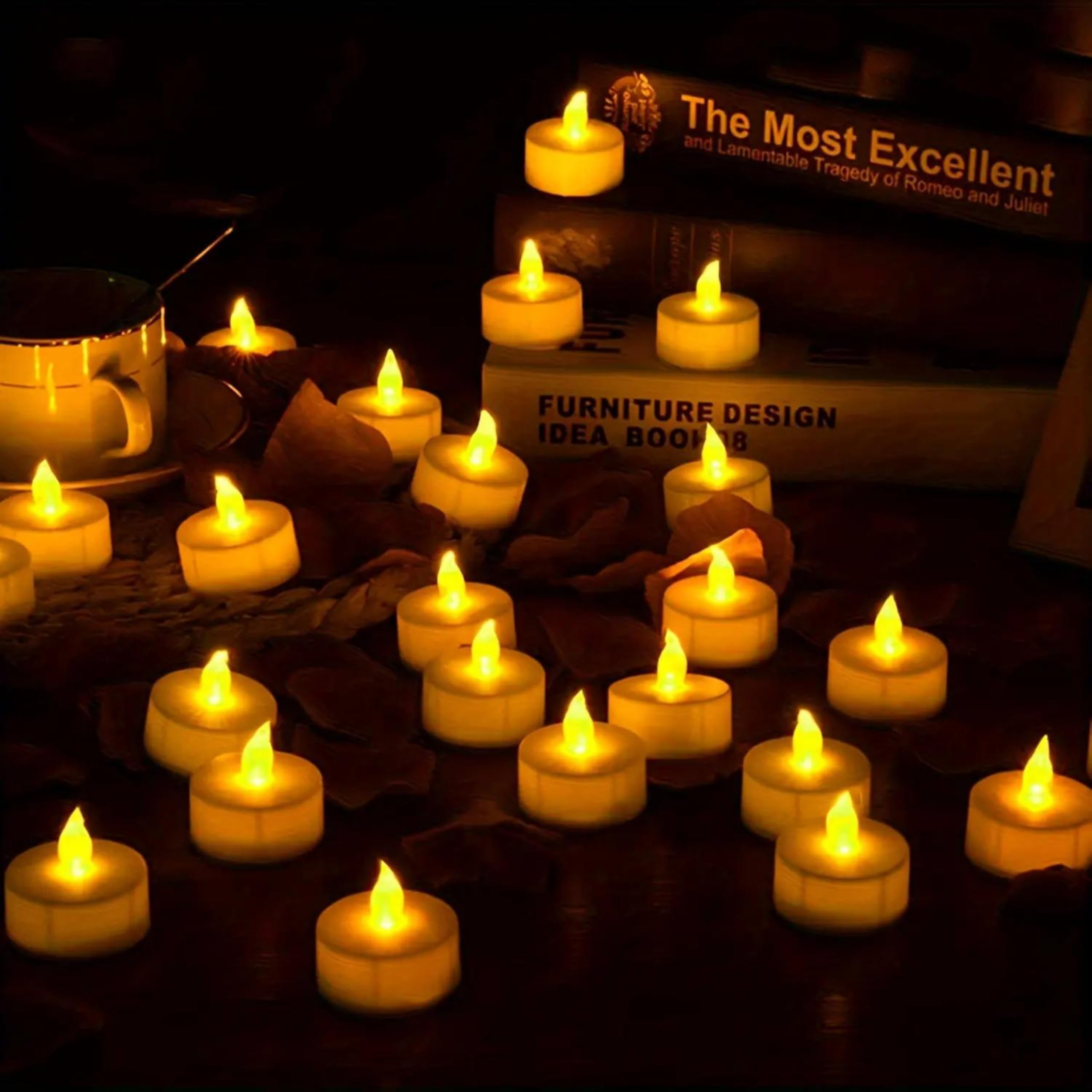 Amster Electric Tea Lights - Realistic Flameless LED Tealight Candles with Warm White Light for Home Décor, Wedding, Party, Diwali, Ganpati, Navratri, Anniversary Decor (Pack of 10) 1