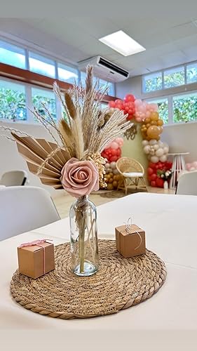 Miniatura 9 de Juego de 4 manteles individuales redondos de ratán bohemio de 12 pulgadas, manteles individuales tejidos a mano naturales, manteles individuales