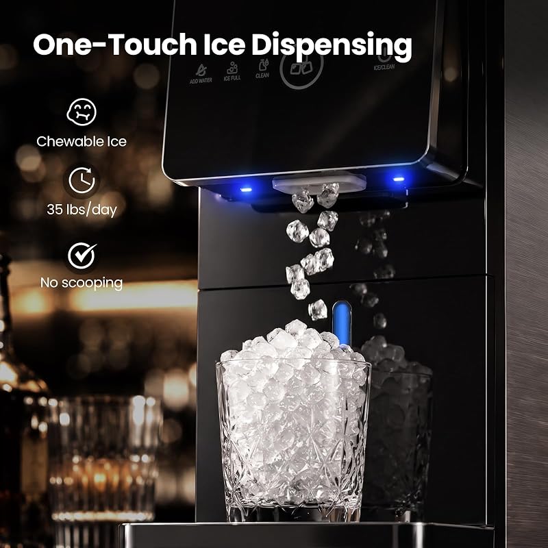 AGKUCKY Nugget Ice Makers Countertop, 35 lbs/24hrs Auto Drop Ice image 4
