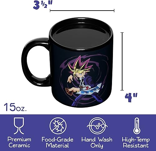 Miniatura 5 de Surreal Entertainment YU-GI-OH - Taza de café de cerámica con cambio de calor de Yugi y Mago Oscuro, color negro