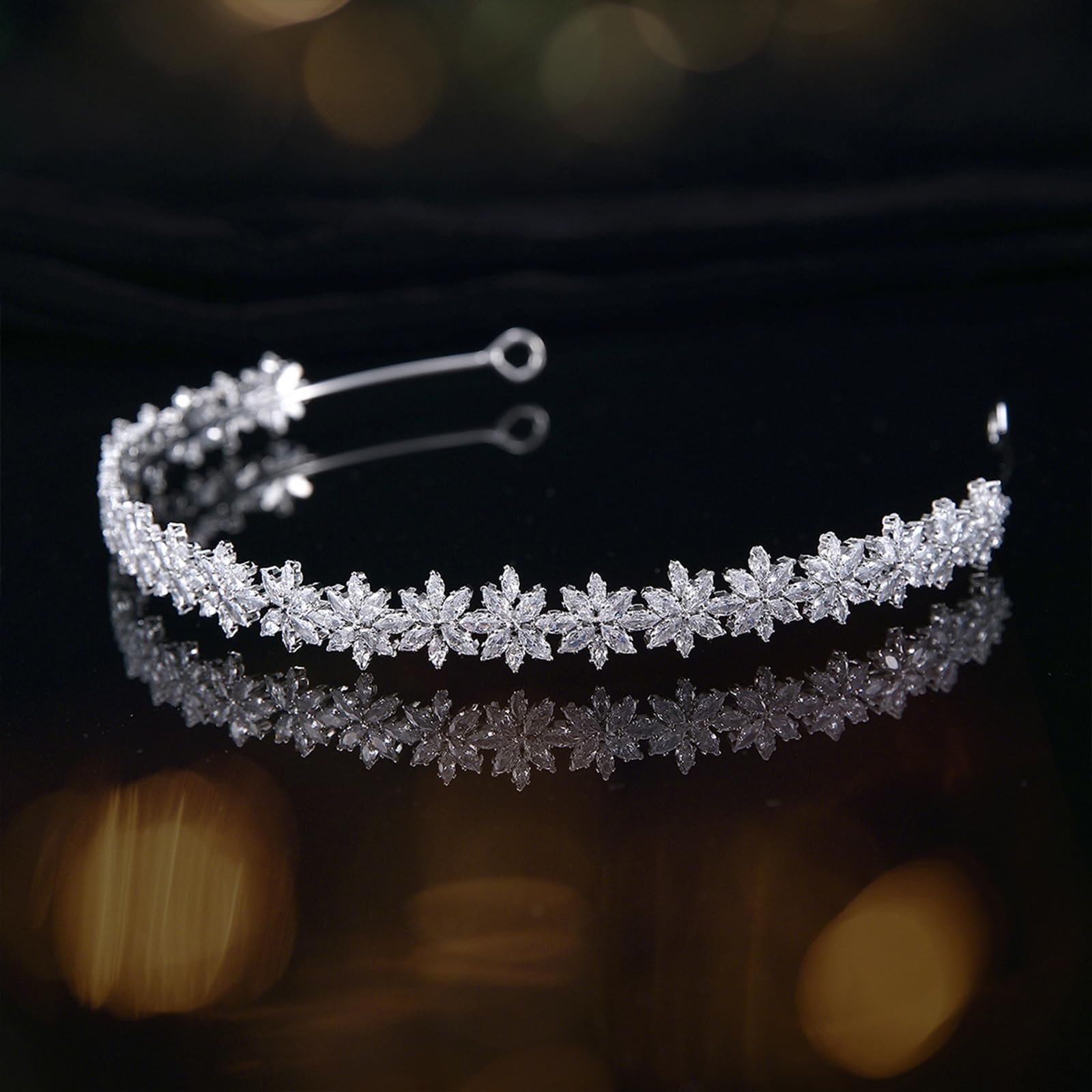 Cerchietto per capelli con motivo floreale da principessa, con zirconi 3D, perfetto per corone di capelli con fiocco di neve