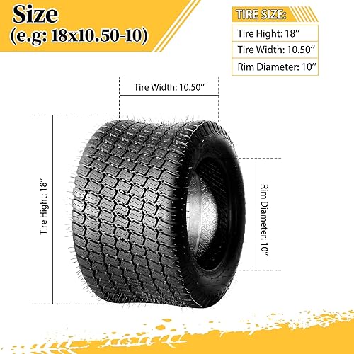 Vista 201 de MOTORHOT Neumáticos para cortacésped de 15 x 6.00-6 de 4 capas para tractor de césped y jardín, neumáticos para carrito de golf, sin cámara, 15 x
