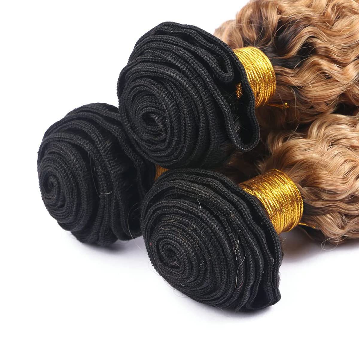 Ombre Bundle 1B27 Kinky Curly Human Hair Bundles Two Tone Black To Blonde Bundles Human Hair 18 20 22 Inch Honey Blonde Bundle