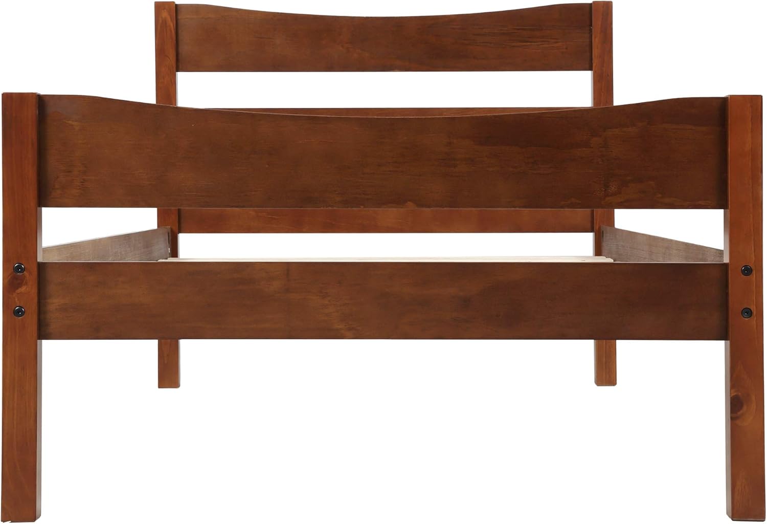 Harper & Bright Designs Wood Bed Frame Twin Size, Rustic Style Platform Bed w/Headboard & Footboard, Twin Bed for Kids/Teenagers/Adults. No Box Spring Needed (Walnut)