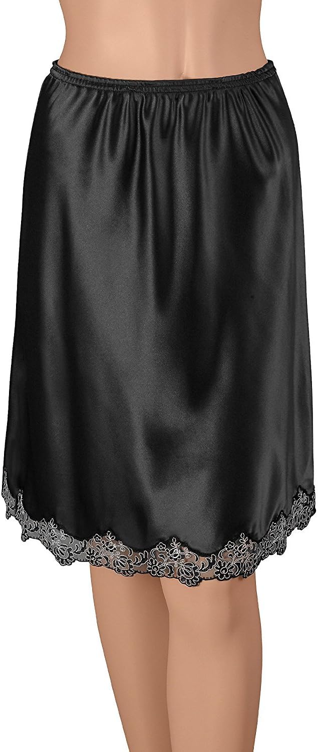 Cosi Italian Half Slip with Exclusive Lace, Cling Free, Medium-24 Inches Black