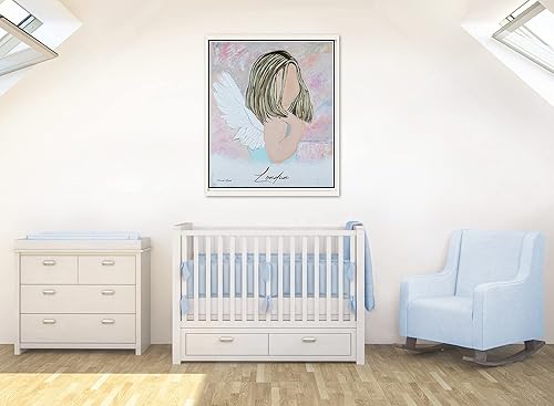 Miniatura 2 de GICLEE PRINT ART Abstract Girl Angel Painting Canvas Print Oil Painting Home Decor Wall Decor Housewarming Gift Blue Pink Guardian Angel