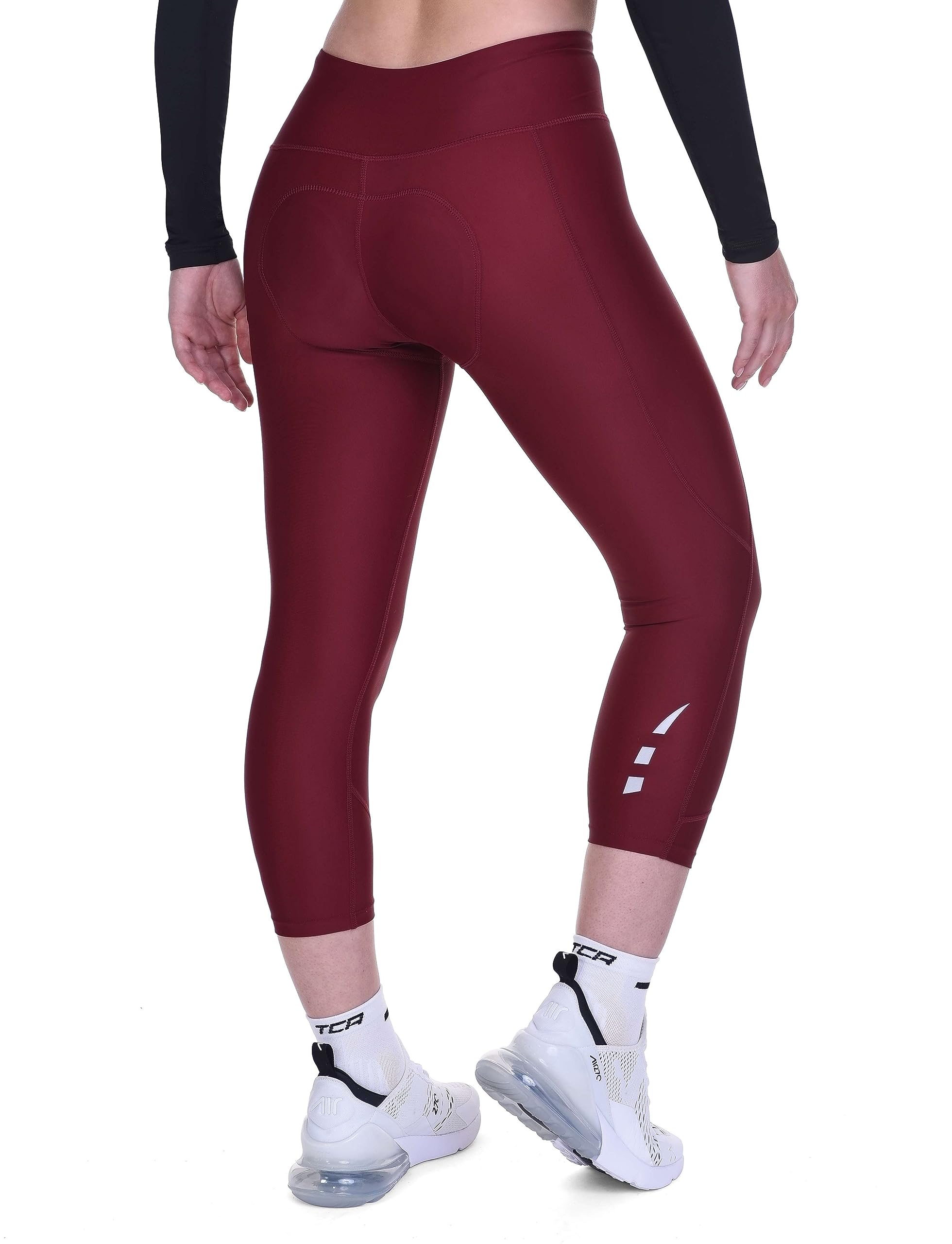 TCA Collant de Cyclisme 3/4 Rembourré pour Femmes, Short de Vélo à Taille Haute Respirant avec Poches, Anti-Dérapant et Séchage Rapide